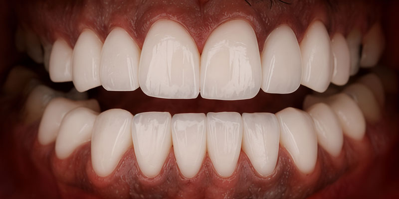 After: smile rejuvenation with veneers for worn teeth with open bite and reverse smile